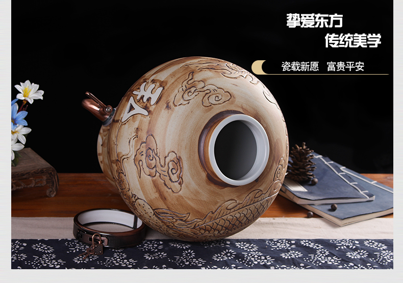 Jingdezhen ceramic terms jars 10 jins 20 jins 30 jins with leading it archaize the general pot of wine bottle seal