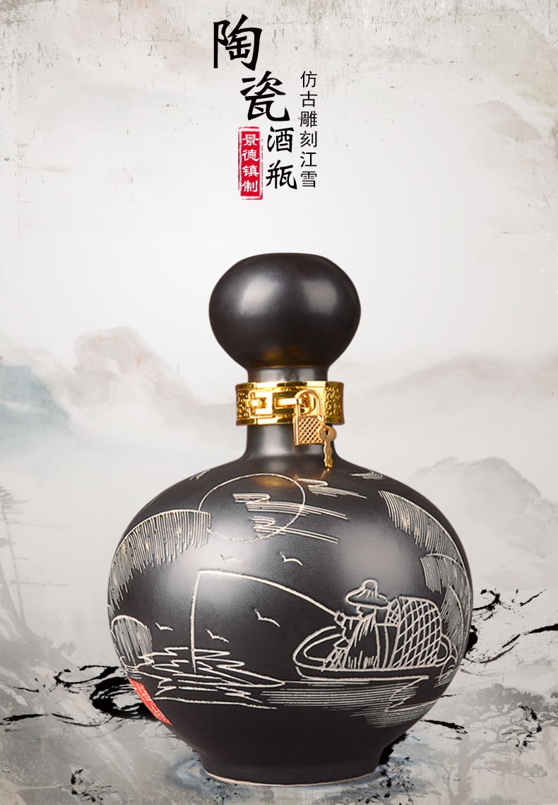 Jingdezhen ceramic wine jars 5 jins put liquor bottles it hip jugs sect restaurant sealed in the jar