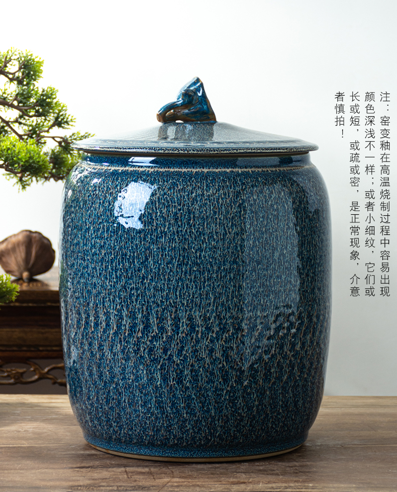 Jingdezhen ceramic barrel with cover home 20 jins 30 kg pack flour barrels of old insect - resistant moistureproof grains storage tank