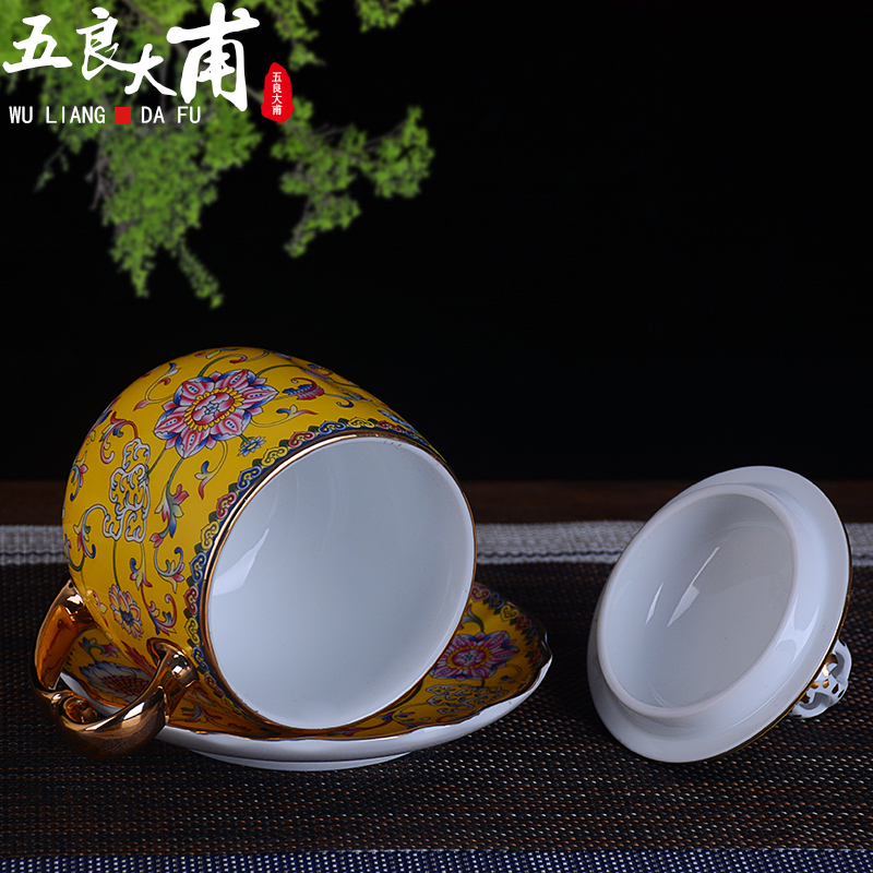 Jingdezhen ceramic boss cup cup tea cup working meeting of the wind box palace restoring ancient ways with cover plate making tea cup