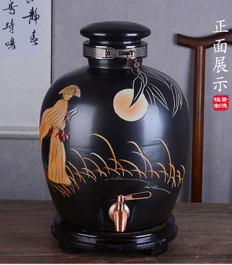 Archaize of jingdezhen ceramic wind mercifully wine jars home 10 jins 20 jins 30 jins 50 it with leading seal wine