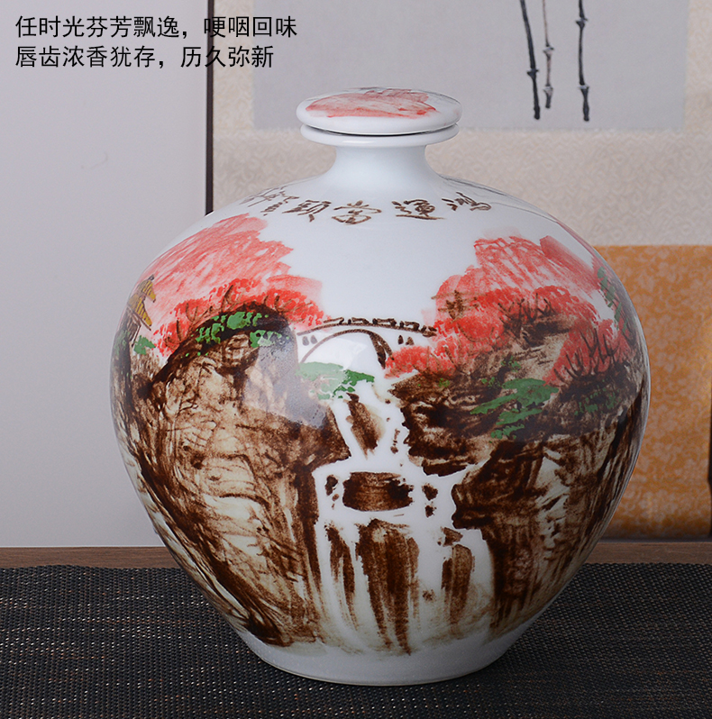 An empty bottle of jingdezhen hand - made ceramic household 15 to 5 jins of 10 jins archaize seal wine liquor jar jar