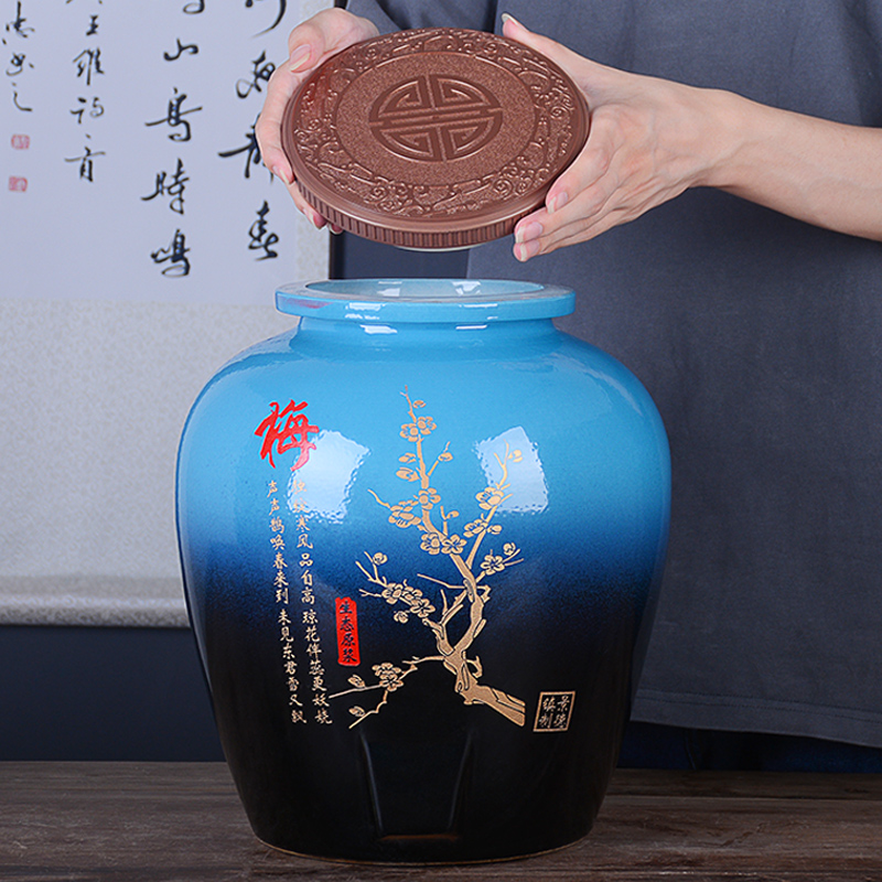 Jingdezhen ceramic wine jars home 20 jins put sealing liquor bottles of restoring ancient ways hoard it by patterns jugs