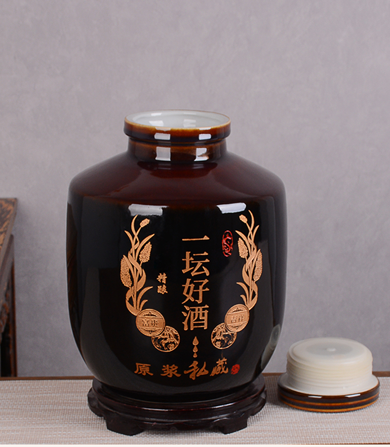 Home 5 jins of archaize of jingdezhen ceramic wine jar 10 jins to empty it with cover sealing liquor brewing tank