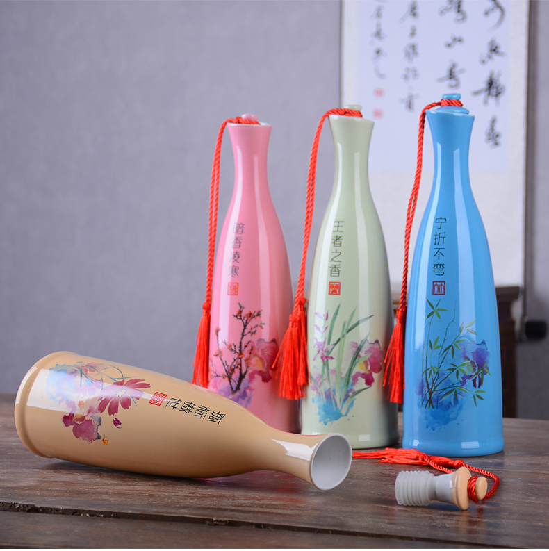 Jingdezhen ceramic bottle creative gift boxes 1 catty liquor the empty jar sealed flask retro household bottle