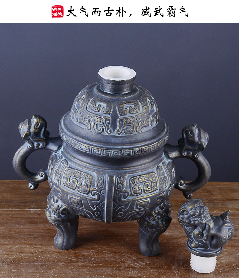 Jingdezhen ceramic three catties liquor bottles of wine pot antique bronze home empty bottles of wine jar sealing wind jugs