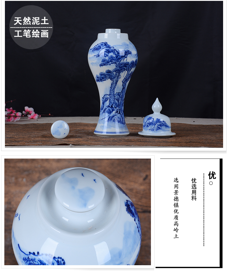 Jingdezhen blue and white porcelain hand - made bottle is empty wine bottles of household 2 jins of general mercifully bottles sealed as cans bottles