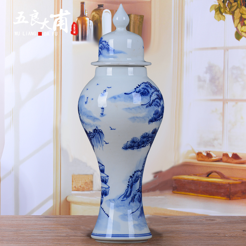 Jingdezhen blue and white porcelain hand - made bottle is empty wine bottles of household 2 jins of general mercifully bottles sealed as cans bottles
