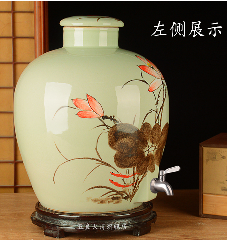 Jingdezhen hand - made ceramic terms jars 10 jins 20 jins 30 to 50 jins cylinder with leading domestic liquor wine jars