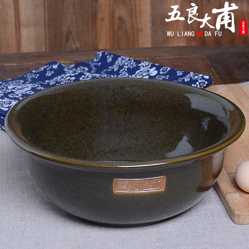 Knead jingdezhen ceramic face basin of household kitchen hair wash basin that wash a face with thick egg bowl cuisine fruit salad bowl