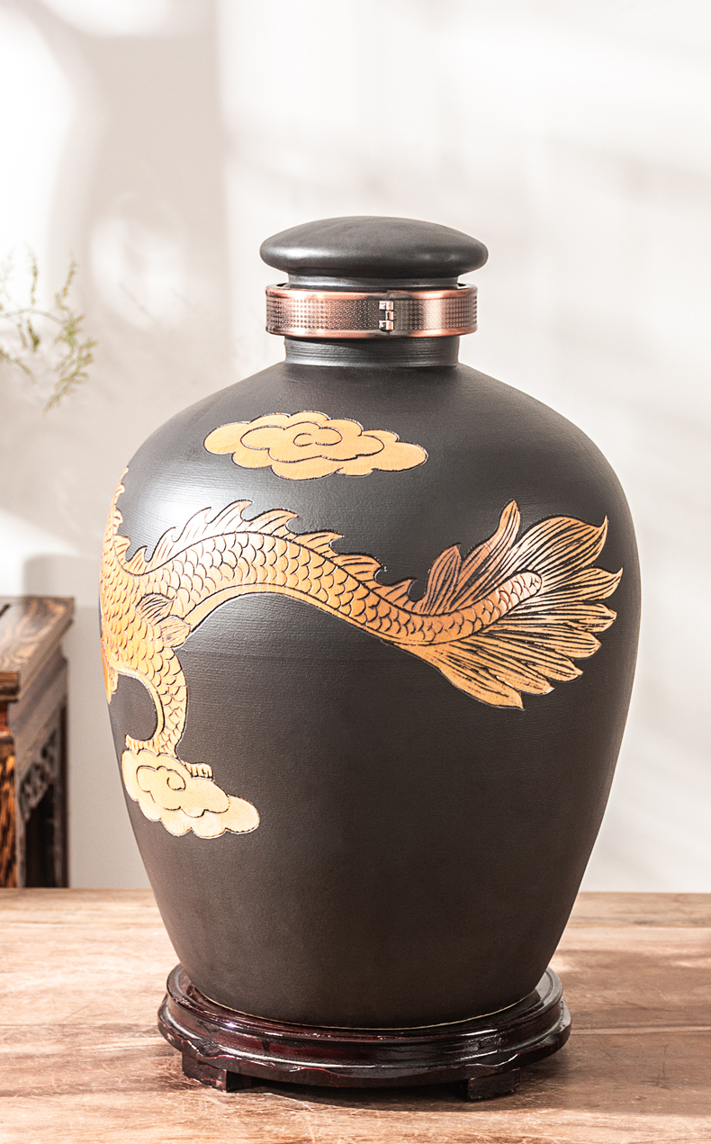 Jingdezhen ceramic wine jars home 10 jins 20 jins 50 to hoard sealing liquor with leading wine barrel