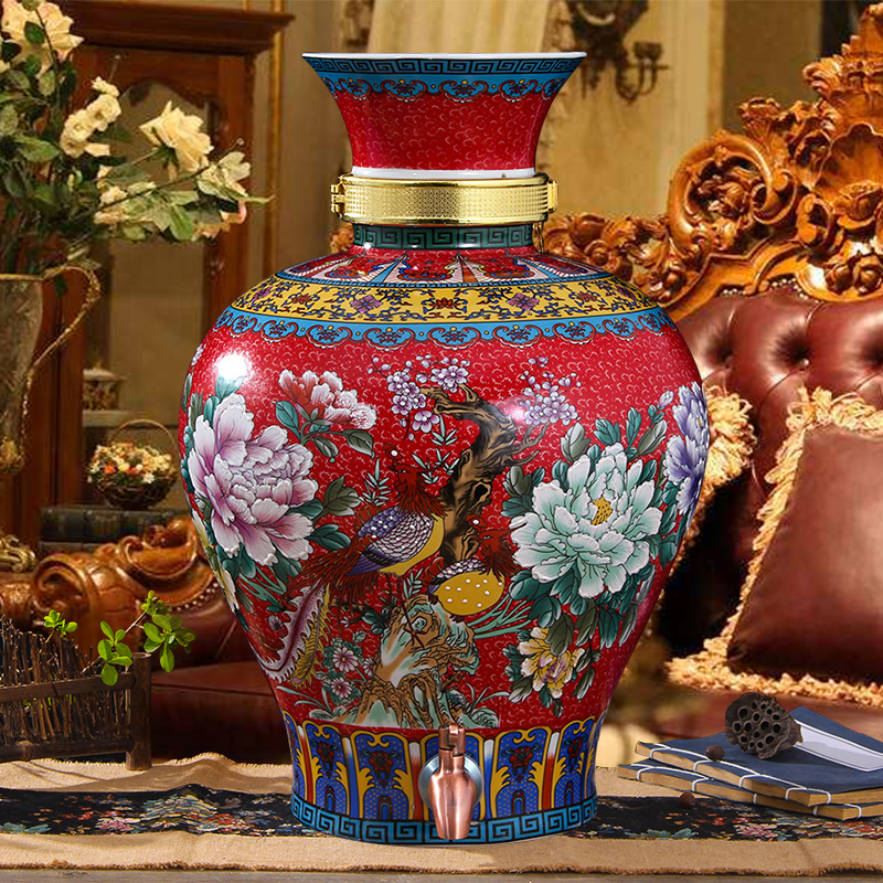 Jingdezhen ceramic jars archaize 10 jins 20 jins 30 jins mercifully with bottles of wine jar tap it home wine bottles
