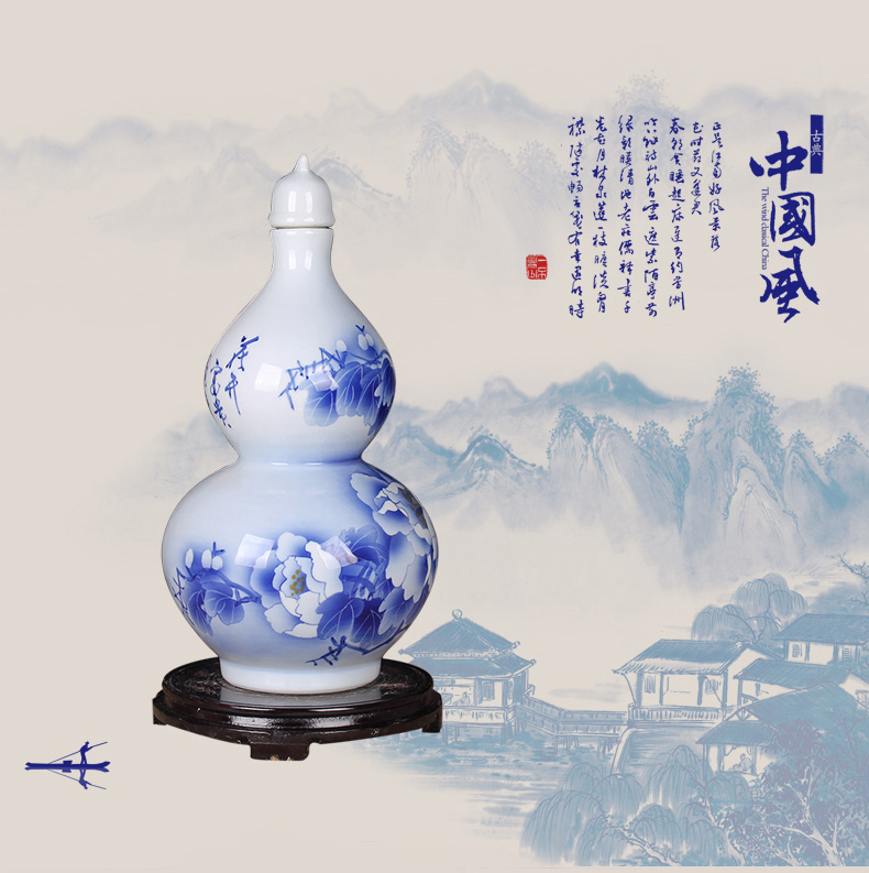 Gourd bottle hand - made ceramics jingdezhen ceramics hip wine wine sealed container 10 jins of bottle