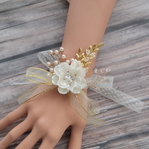  Bridesmaid wrist flower Senior sense Sister group hand flower Bride and groom corsage Best man wedding wedding flower Korean accessories