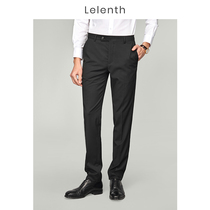 Lerensey Pants Mens Business Straight Drum Body Stretch Black Casual Long Pants Occupation Free To Work Positive Dress Pants