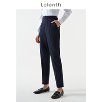 Leren Big Code Western Dress Pants Women Hide Cyan Spring Autumn High Waist Pituality Loose Straight Drum Pants Commute Temperament OL Positive Dress Pants