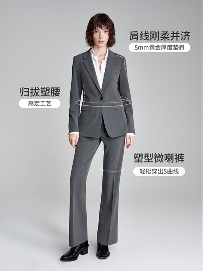 Lerens-traje formal negro de un botón para mujer, traje profesional para entrevista de estudiante universitario, chaqueta de longitud media