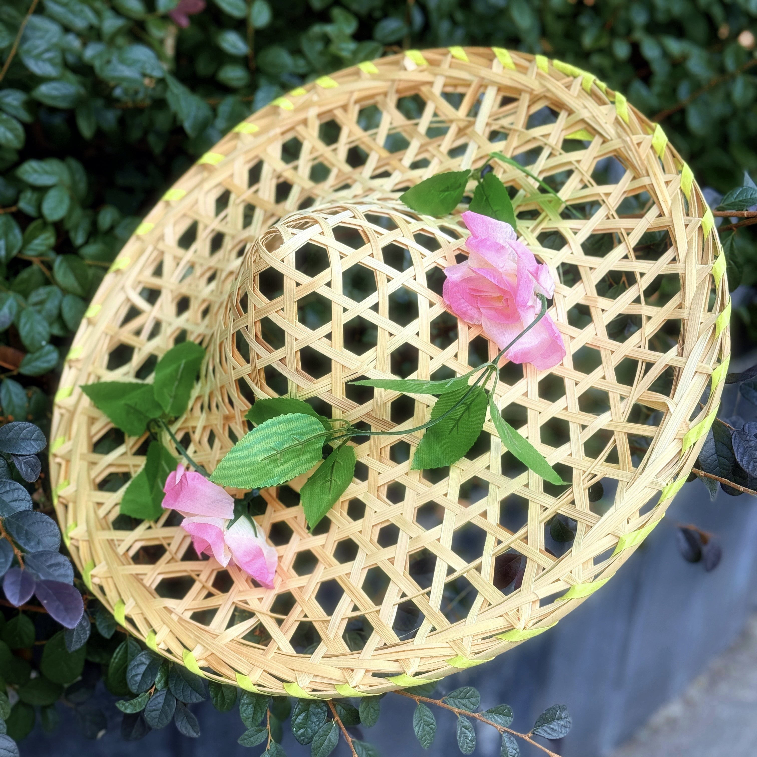 【ダンスハット】竹を編んでくり抜いた舞台小道具。子供から大人まで、ダンスやスクエアダンスに適しています。