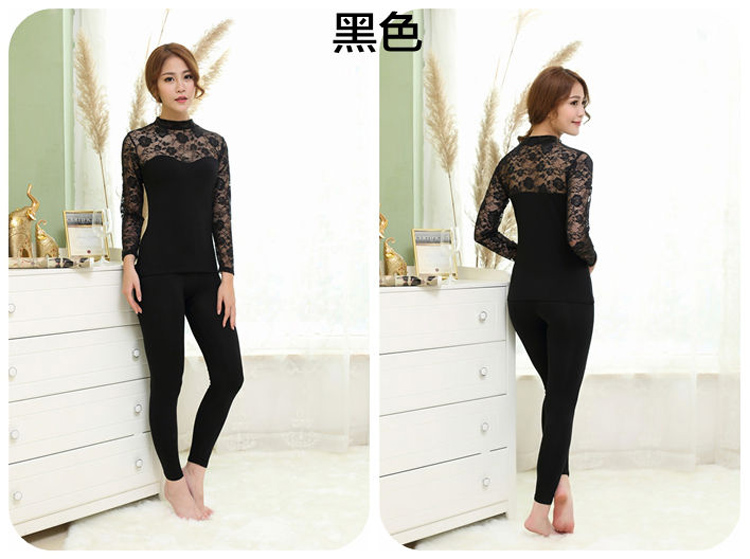 Đồ lót nữ nữ trung cao cổ áo modal mỏng phần ren gợi cảm dài tay áo đơn mảnh chạm đáy áo xuân thu áo giữ nhiệt trẻ em