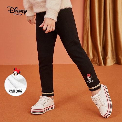 Дисней, осенние демисезонные детские джинсы с начесом, флисовые леггинсы, детская одежда