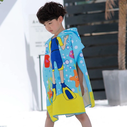 Детское мягкое банное полотенце, плащ, быстросохнущий мультяшный детский пляжный банный халат для мальчиков, хорошо впитывает воду
