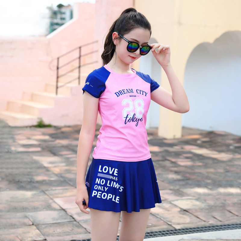 Children's swimsuit girl 2022 new summer CUHK Girl princess skirt Two-style student training sports swimsuit girl