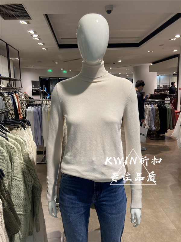 Za Autumn and Winter New Round Neck, High Neck, V-Neck, Pure Cotton Basic Stand-Up Collar Knitwear, Base Layer Sweater for Women