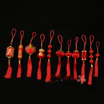 Hot selling Year of the Tiger Plastic Silk Lantern Small Pendant Firecracker Plant Bonsai Decoration Festive Red Lantern New Year Potted