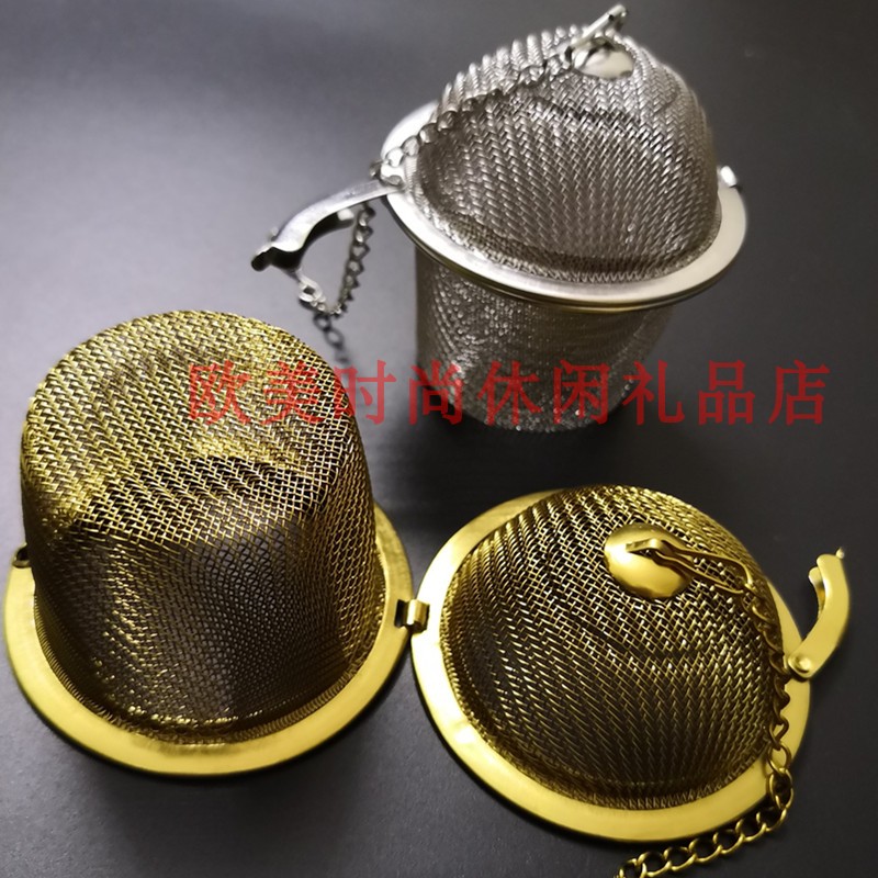Golden 304 stainless steel seasoning ball bag tea filter tea filter tea bag filter tea leakage tea maker