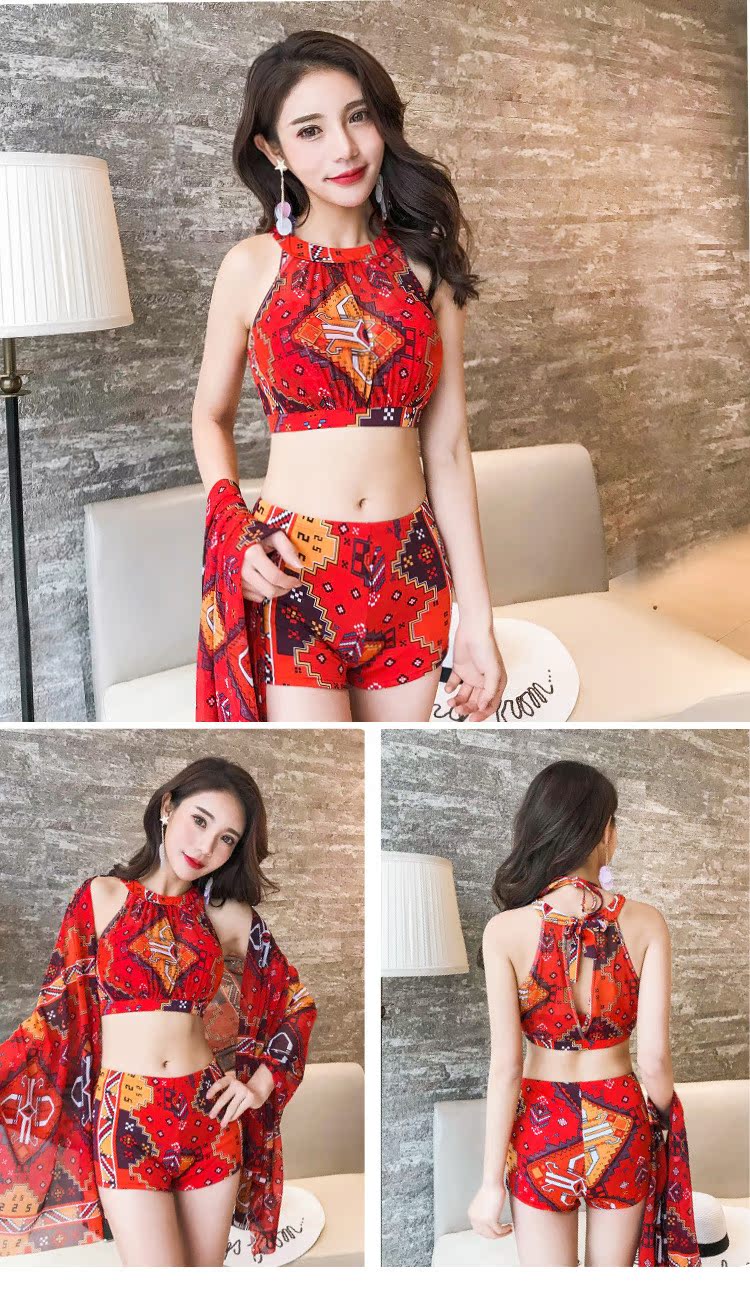 Áo tắm nữ nhỏ thơm mùa xuân mới ba mảnh che bụng cô gái nhỏ tươi chia đôi áo tắm thể thao bảo thủ đã mỏng bikini 2 mảnh