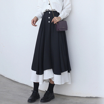 Black Japanese high waist slim a skirt womens long skirt 2021 new autumn umbrella skirt