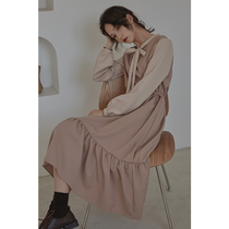 Japanese Super fairy gentle wind thin long sleeve dress female waist temperament 2021 new autumn long skirt