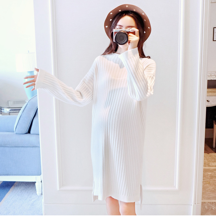Phụ nữ mang thai áo len nữ mùa xuân và thời trang mùa thu dài váy dệt kim phiên bản Hàn Quốc của áo sơ mi đáy áo bà bầu mùa xuân áo bầu