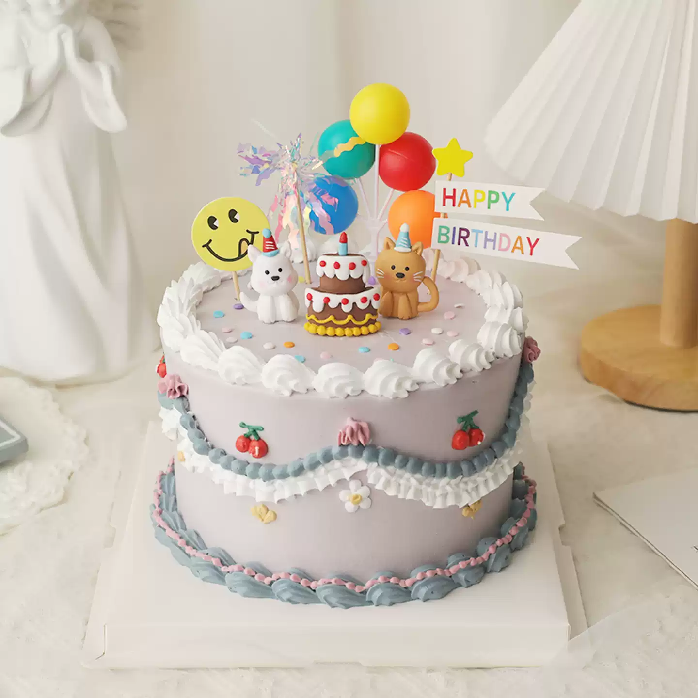 祝生日快樂紅色文字與氣球和心, 生日快乐文字艺术, 生日紅字, 生日快樂卡PNG去背圖片素材免費下載，免摳圖設計圖案下載- Pngtree, image size:1440x1440