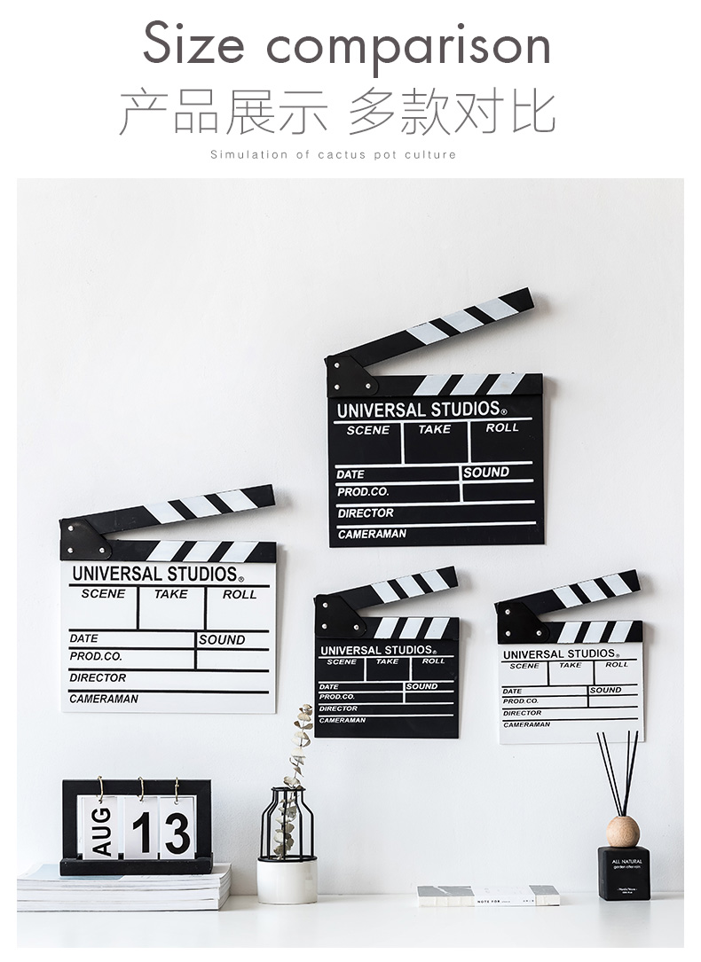 Clapboard phim clapper đạo diễn chơi bảng ảnh studio chụp đạo cụ phòng ngủ ins Bắc Âu trang trí trang trí màu đen và trắng mua đồ trang trí phòng ngủ
