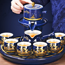 Shangyanfang gilt tea set home office Stone Mill automatic gift box retro tea tray bubble silver tea cup