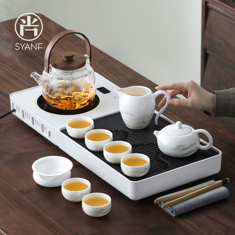 Tea Set for Home Use, Small Tea Table, Complete Set of Tea Trays and Utensils, 2026 New Model, High-End Small Kettle Integrated