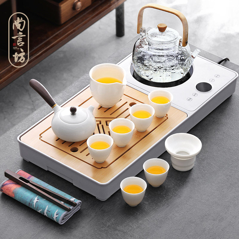 Kongfu tea furniture set group home cooking tea small tea table integrated fully automatic small living room modern simple tea tray light lavish