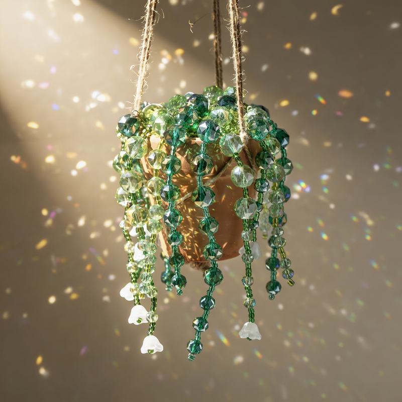 Green Glass Bead Potted Plant Hanging Ornament Bead Set Handmade DIY Accessory Kit Mini Ornament Artificial Plant Green Glass Bead Potted Plant Hanging Ornament Bead Set Handmade DIY Accessory Kit Mini Ornament Artificial Plant