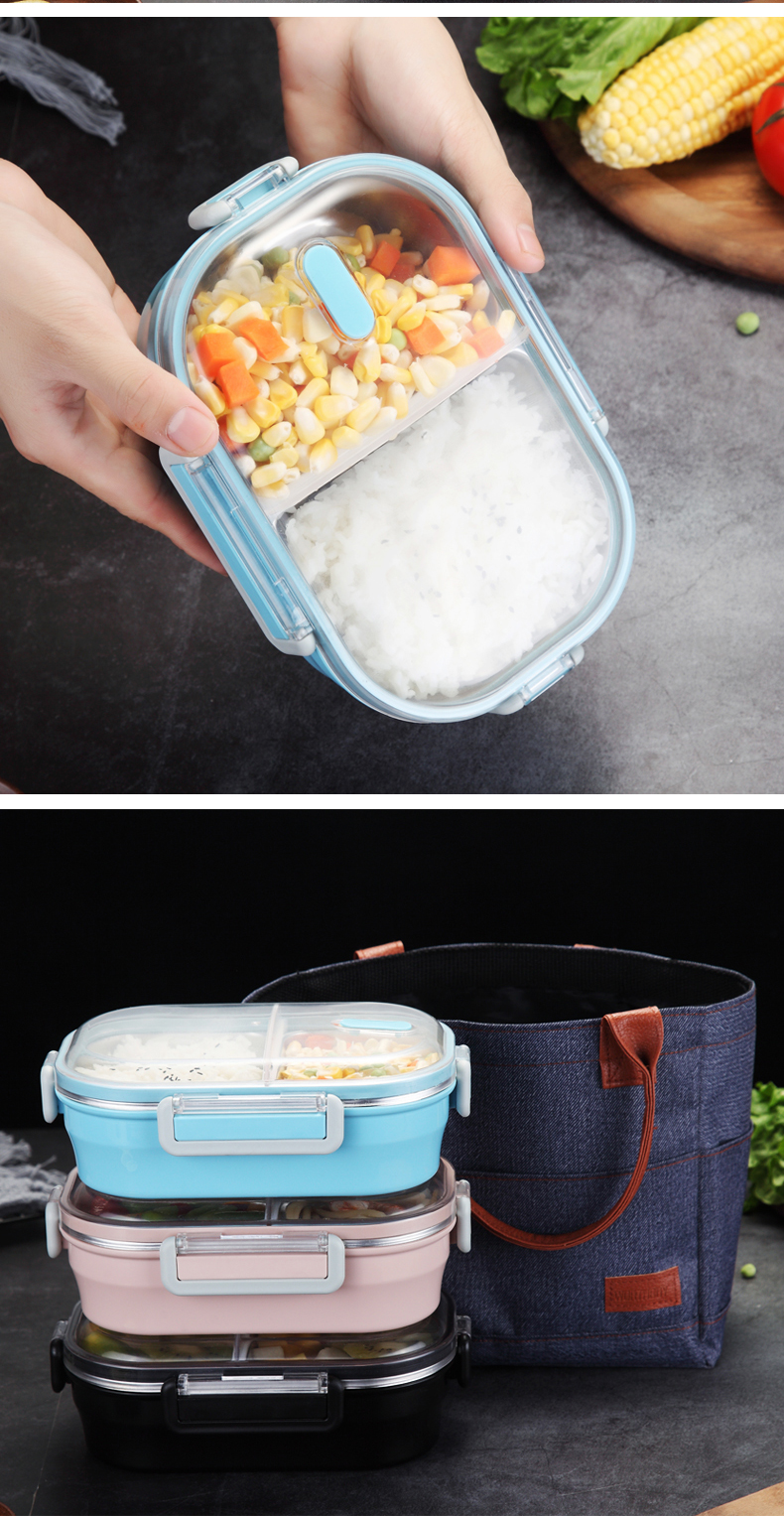 Hộp cơm trưa Nhật Bản 304 hộp thép không gỉ hộp đơn giản ngăn kín hộp ăn trưa cách nhiệt 1 người hộp sinh viên văn phòng - Hộp cơm điện sưởi ấm hộp cơm điện chefman