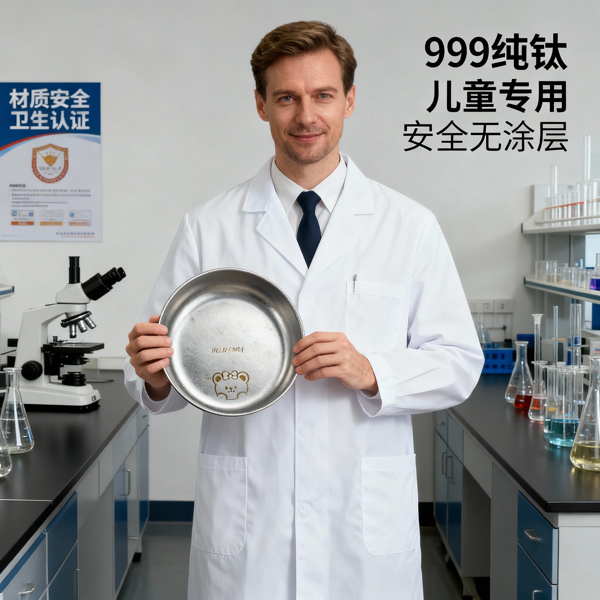 Pure Titanium Kidsren's Small Bowl, Lightweight, Anti-Fall, Safe and Portable, Baby Food Supplement Snack Plate, Cute Cartoon 2025 New Style