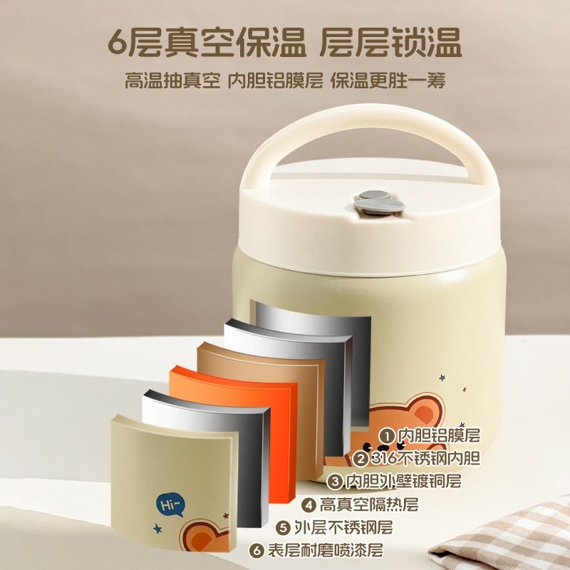 316 Stainless Steel Vacuum Extra-Long Insulated Lunch Box for Office Workers to Bring Meals, Multi-Layer Lunch Box for Winter, Portable Lunch Box