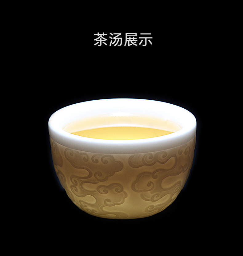 Mingyuan FengTang dehua white porcelain tea cups ivory white hand to suggest stoneware keller sample tea cup embossment xiangyun master CPU