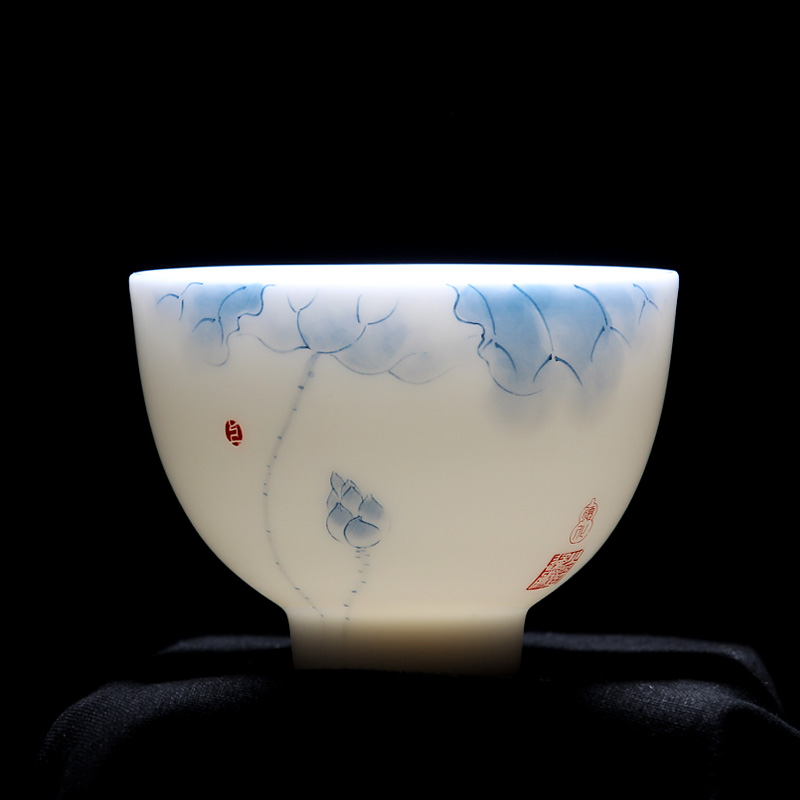 Mingyuan FengTang dehua white porcelain all hand hand draw pastel kung fu tea tea sample tea cup, master cup ceramic cup bowl