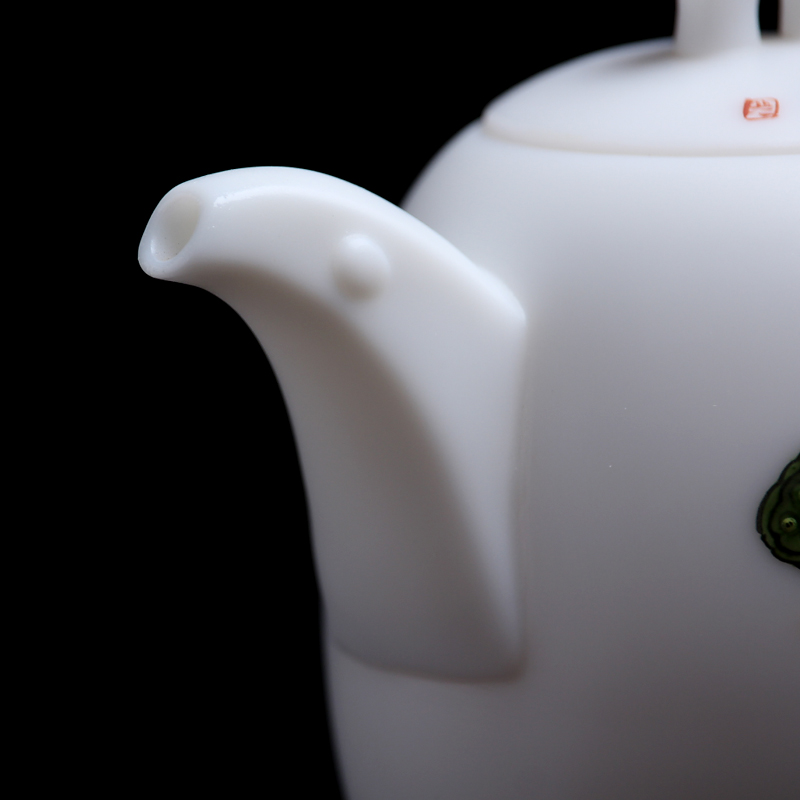 Mingyuan FengTang manually signed version of dehua white porcelain ceramic teapot kung fu tea set white hand - made all hand, single pot, pot of the crane