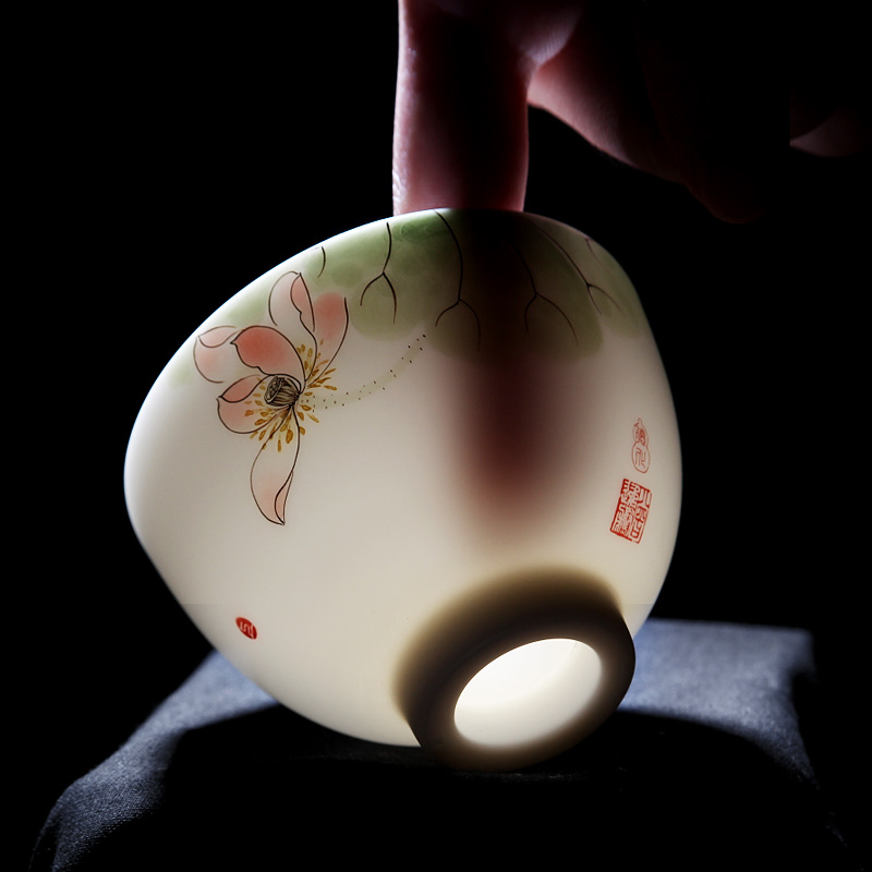 Mingyuan FengTang dehua white porcelain all hand hand draw pastel kung fu tea tea sample tea cup, master cup ceramic cup bowl