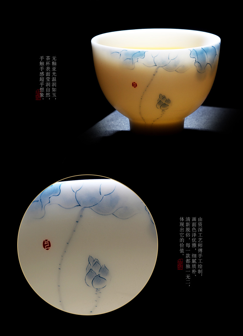 Mingyuan FengTang dehua white porcelain all hand hand draw pastel kung fu tea tea sample tea cup, master cup ceramic cup bowl