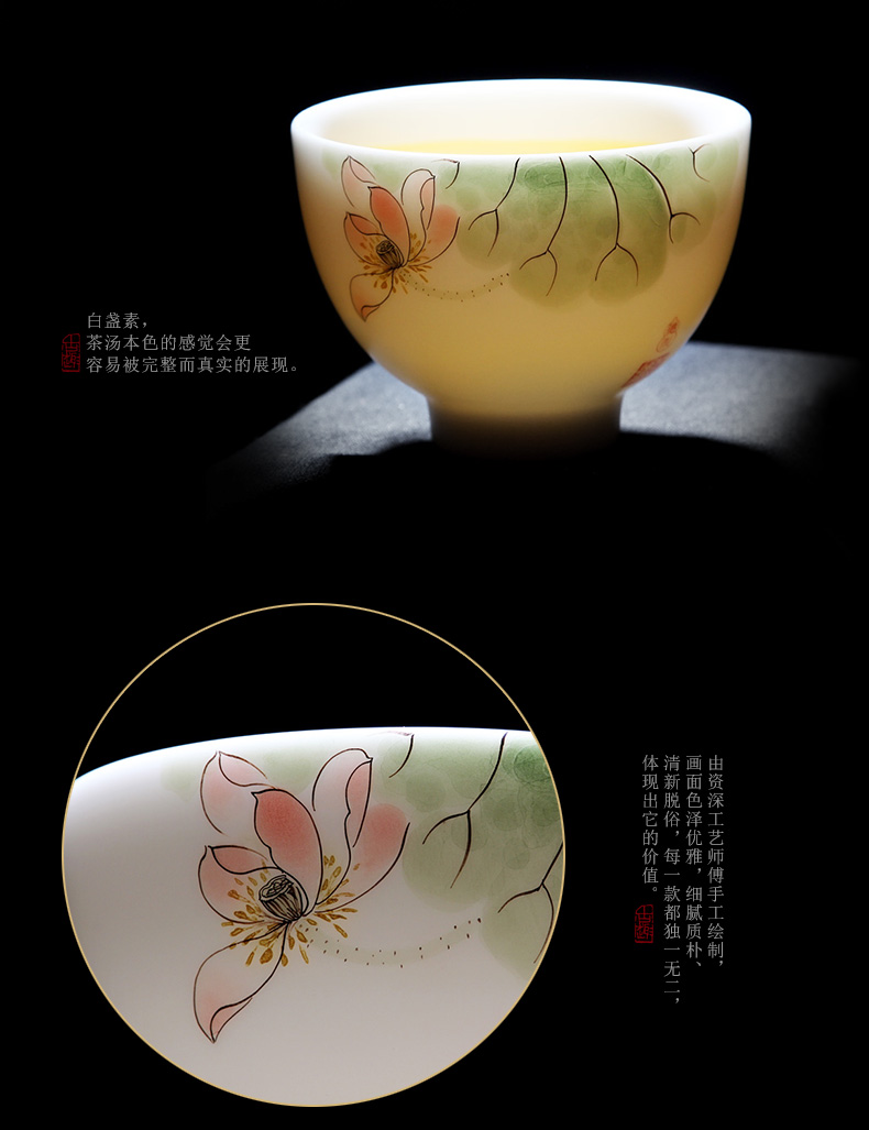 Mingyuan FengTang dehua white porcelain all hand hand draw pastel kung fu tea tea sample tea cup, master cup ceramic cup bowl