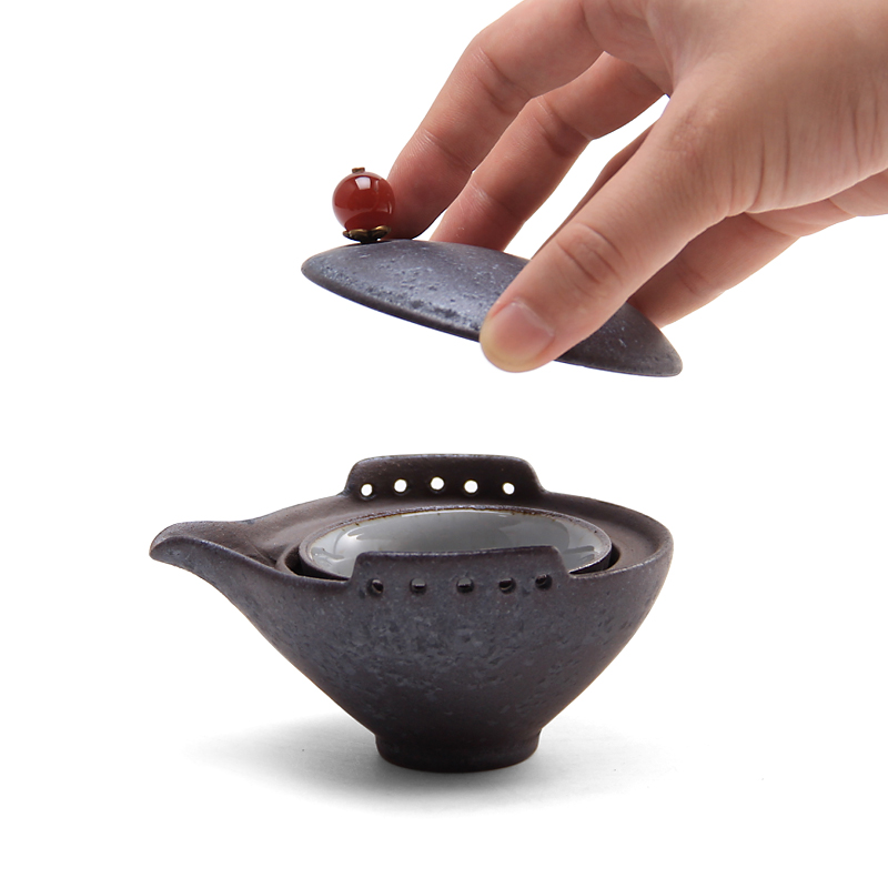 Mingyuan FengTang coarse pottery Japanese office travel tea set a pot of a crack cup personal suit household kung fu tea set