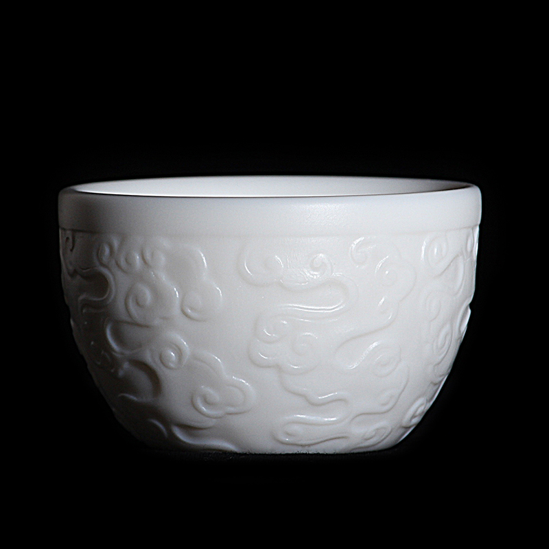 Mingyuan FengTang dehua white porcelain tea cups ivory white hand to suggest stoneware keller sample tea cup embossment xiangyun master CPU